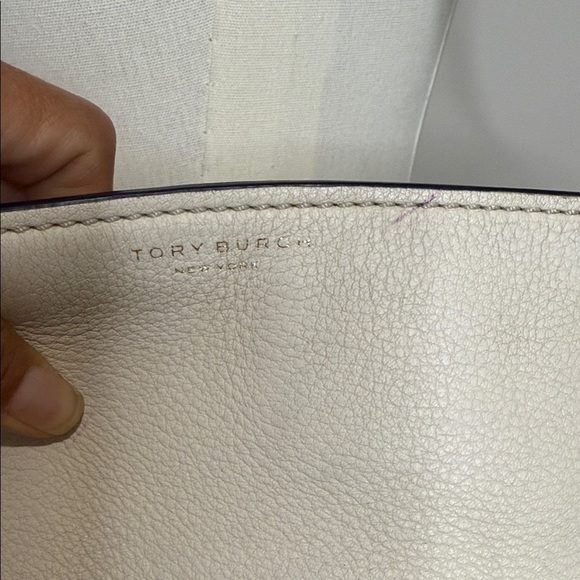 Tory Burch Pebbled Leather Tote – Neutral Colorblock – Shoulder Bag - Picture 2 of 15